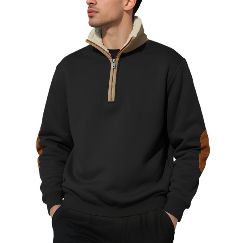 New Sweatshirt Retro Stand Collar Half-pallet Men's Long-sleeved American Casual Sweatshirt