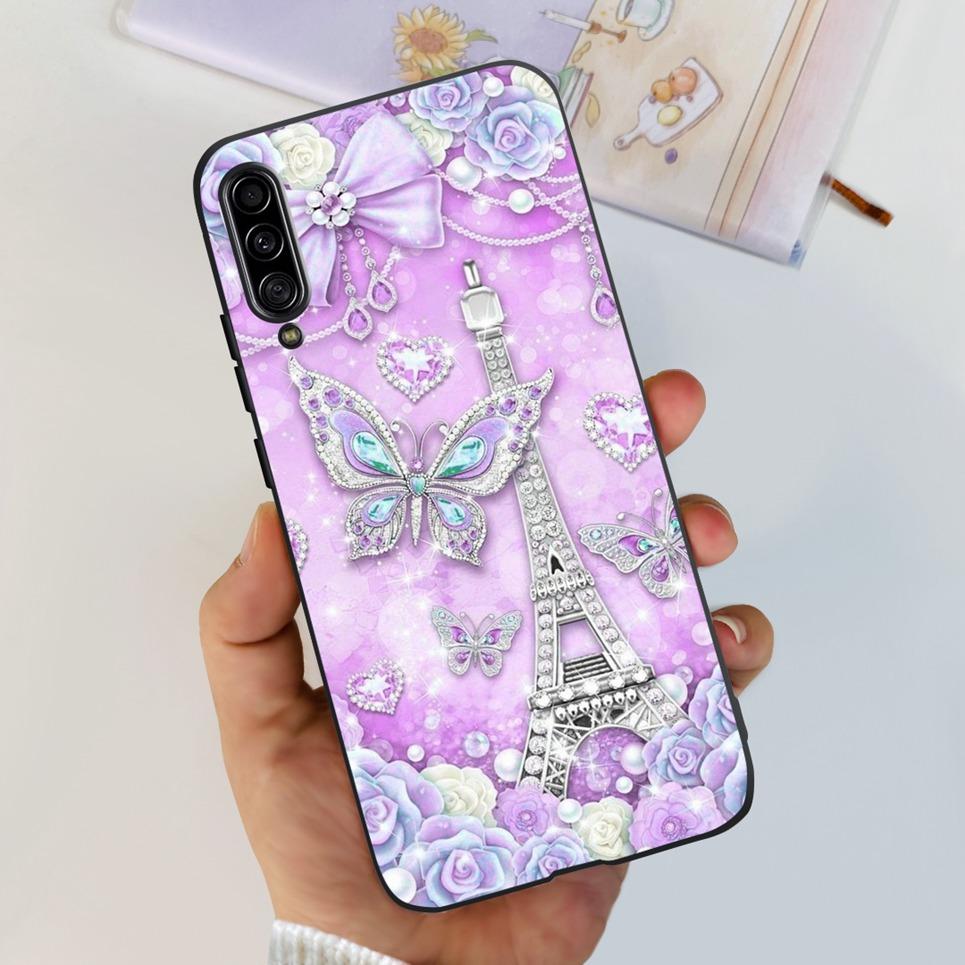 For Samsung Galaxy A90 5G Phone Case Samsung A90 SM-A908B 5G Flower Butterfly Woman Fashion Soft TPU Bumper Transparent Silicone