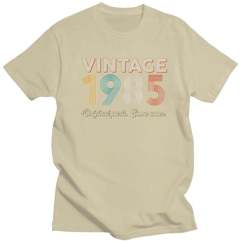 Custom Vintage Original Parts Some Wear 1985 40th Birthday T Shirt Men Short Sleeve 100 Cotton Tshirt Casual Tee Tops