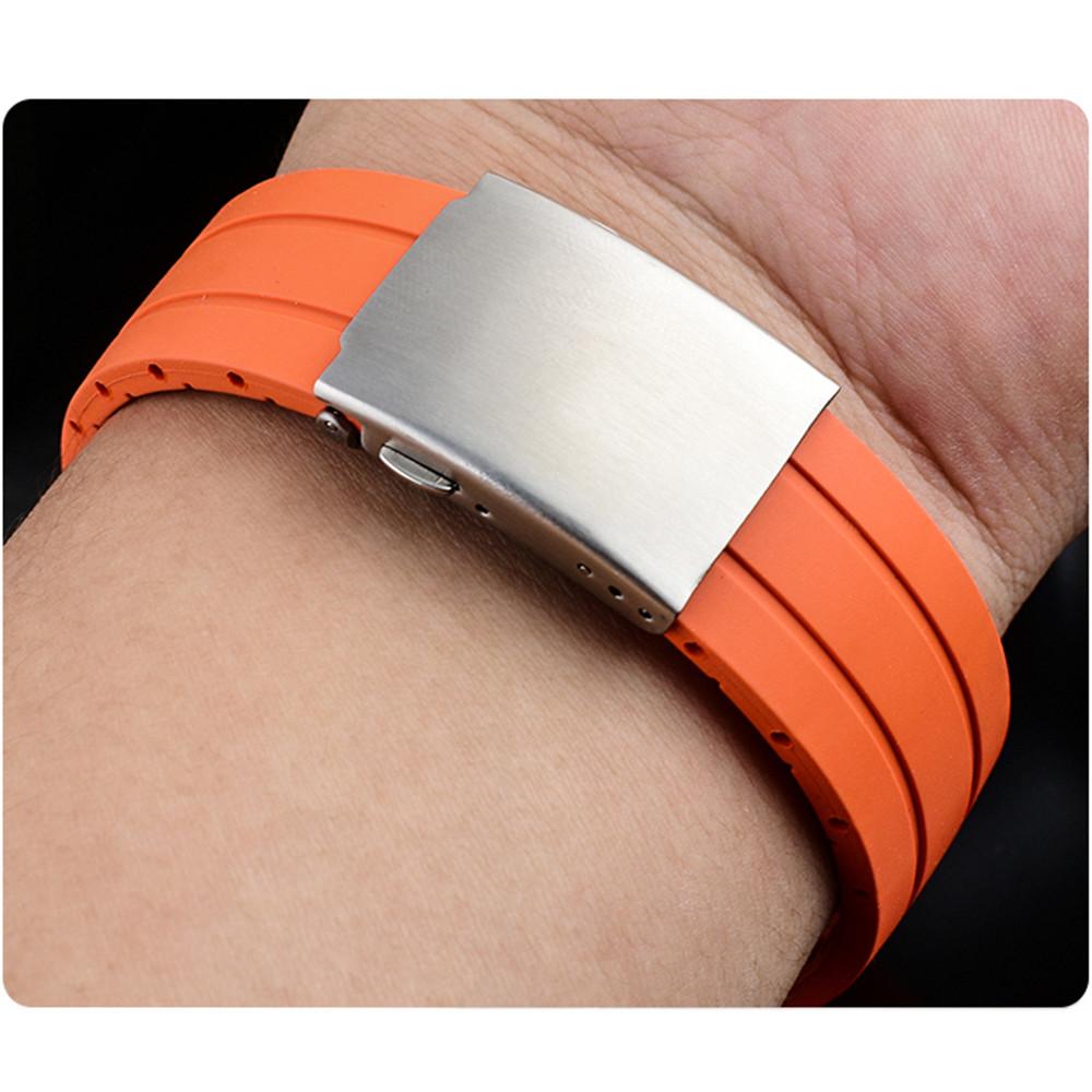 22mm Premium-Grade Rubber Watch Strap Curved End Men Folding Wrist Band Bracelet for MIDO Tissot Seastar T120.407 Watchband