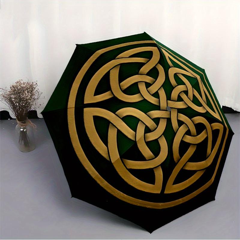 1pc Celtic Knot Automatic Open/Close Umbrella, Portable Folding Umbrella for Travel, Themed Events, It is suitable as a gift for various festivals, Ou