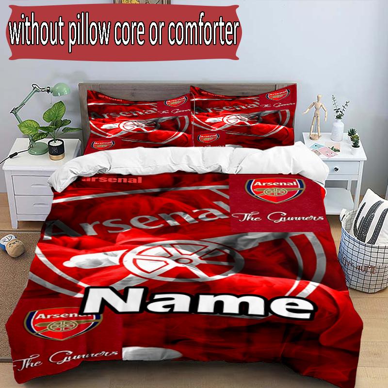 3pcs Duvet Cover Set (1*Duvet Cover + 2*Pillowcase, Without Core), Custom Name Arsenal F.C Pattern Bedding Set, Home Bedroom Decor Gift