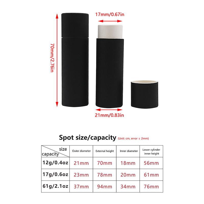 5ks/šarže kraftový papír Push Up tubičky Biologicky odbouratelný karton Kosmetické válcové balení Balzám na rty Deodorant