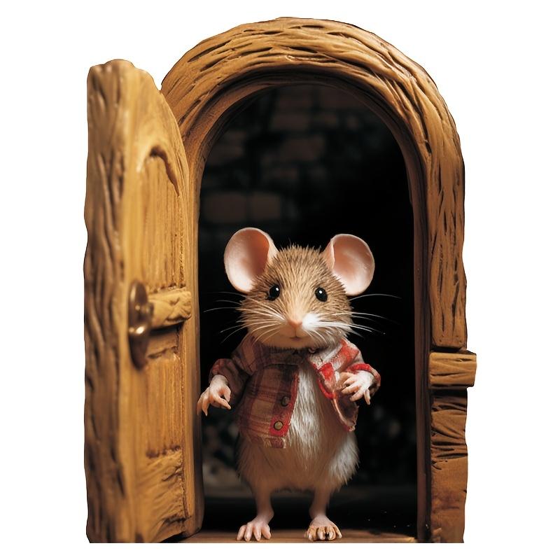 

Whimsical 3D Mouse Hole Wall Decal- Adorable Red-Coated Mouse Peeking Design,Easy Apply Detachable PVC Sticker for Living Room