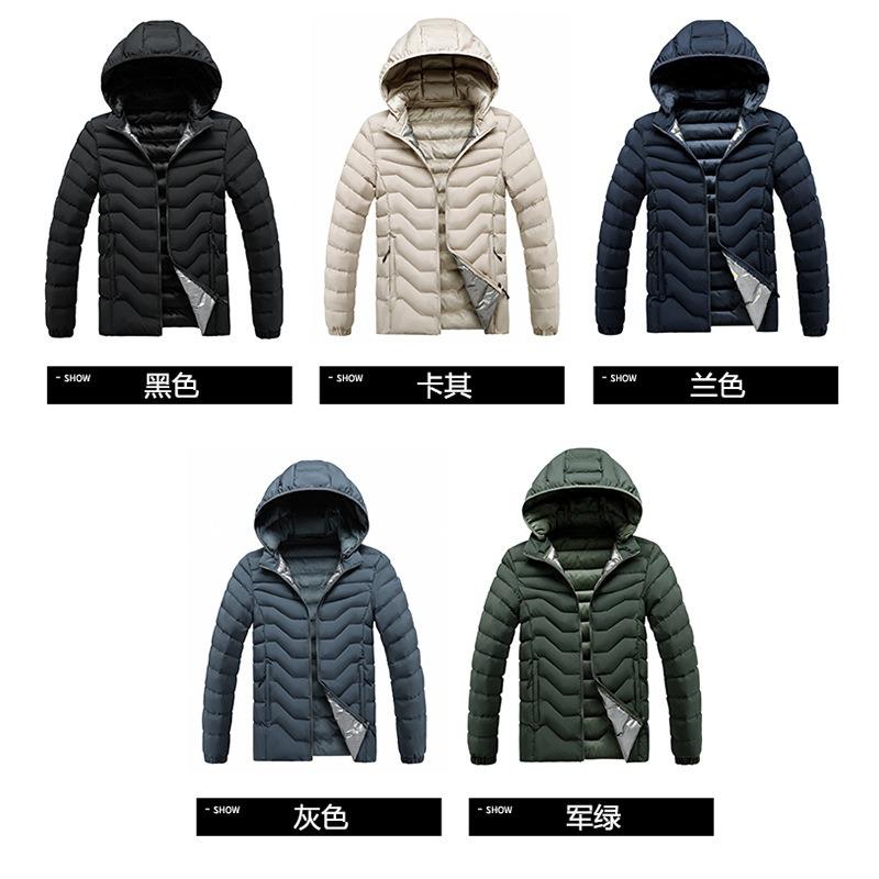 Cotton-padded Men's Winter Solid Color Graphene Removable Cap Fleece Thickened Hooded Jacket Men's