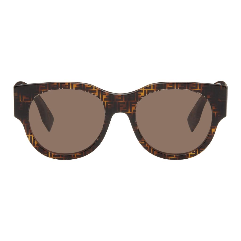Fendi Logo Acetate Square Sunglasses Women Sunglasses Brown 242693F005046