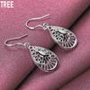 925 Sterling Silver Droplet Shaped Pendant with Piercing Earrings Fashionable Wedding Jewelry