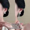 Super Fairy Temperament Long Bow Fringed Earrings 1011 New Diamond Stud Earrings Light Luxury High-end Pearl Earrings