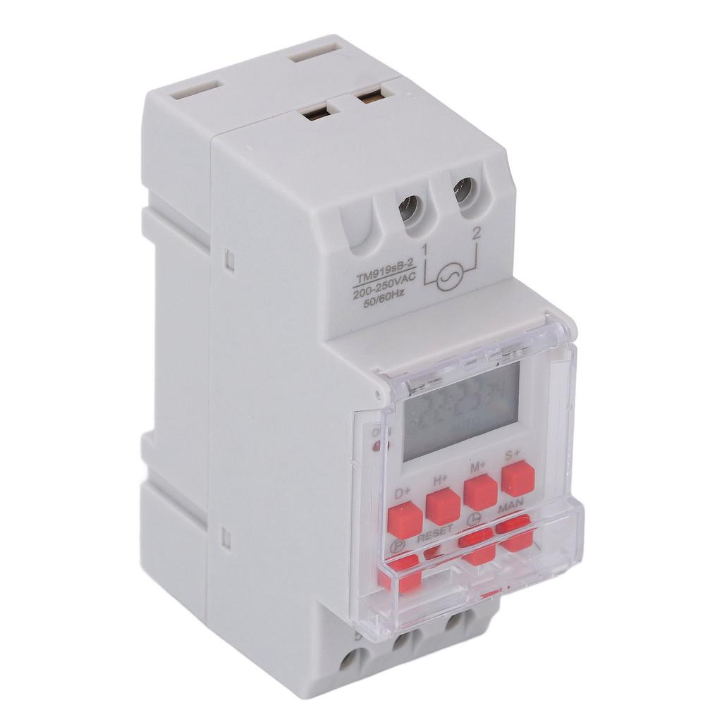 Timer Switch LCD Display 7 Day Programmable Timer NO NC Output 35mm DIN Rail Mount Miscontact Lock