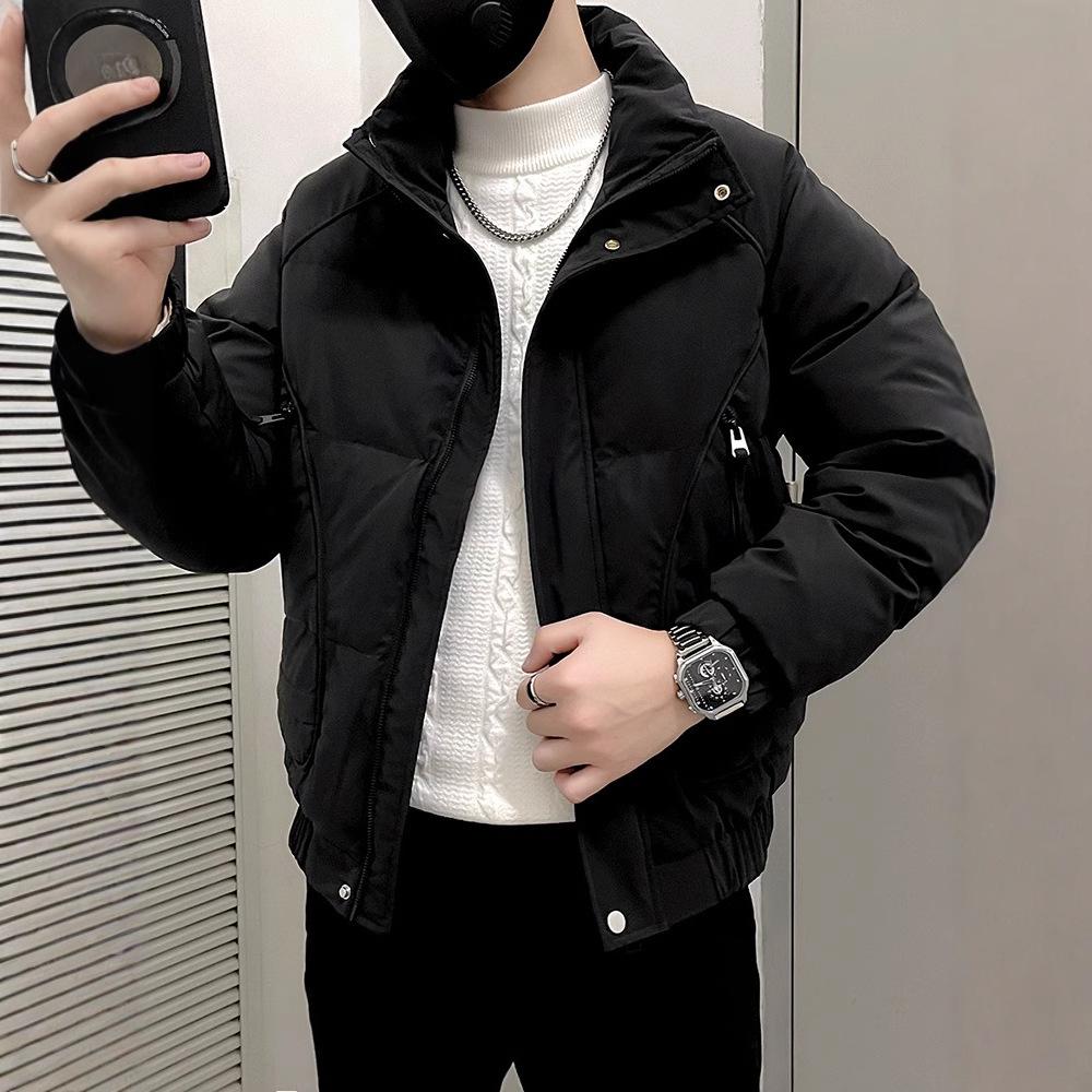 

Мужская модная утолщенная хлопковая зимняя куртка - Стильное короткое пуховое пальто XL чёрный