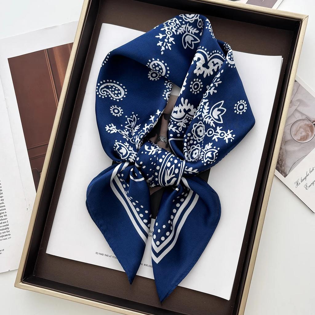 New Print Carriage Print Scarf Women'S Spring And Summer Soft Satin Scarf Retro Versatile Shawl Headscarf