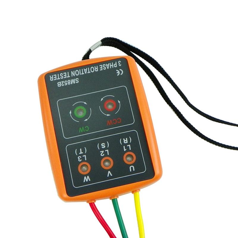 Protable Phase Indicator Sequence Tester 3 Phase Rotation Tester 60V~600VAC LED Digital Electricity Detector Meter Buzzer Limit