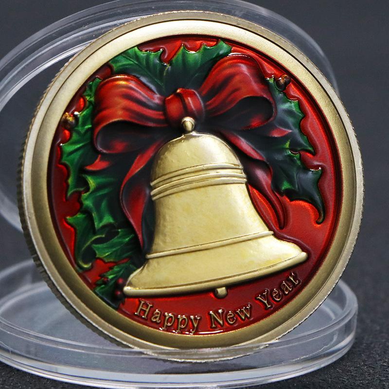 Europeisk och amerikansk jultomte, guldpläterad och silverpläterad, minnesmynt, medaljer, nyårsgåvor, julklapp, julstrumpa