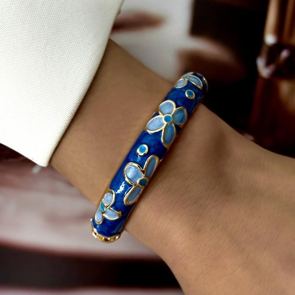 Tropfendes Öl Emaille Armreif Blume Breiter Armreif Retro Geometrisch Cloisonné Armreif Damen