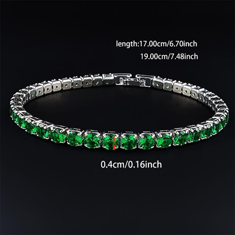 2026 New Arrival 4mm Luxury Round Silver Green Multi Color on Hand Bracelet Bangle for Women Anniversary Gift Jewelry S5787