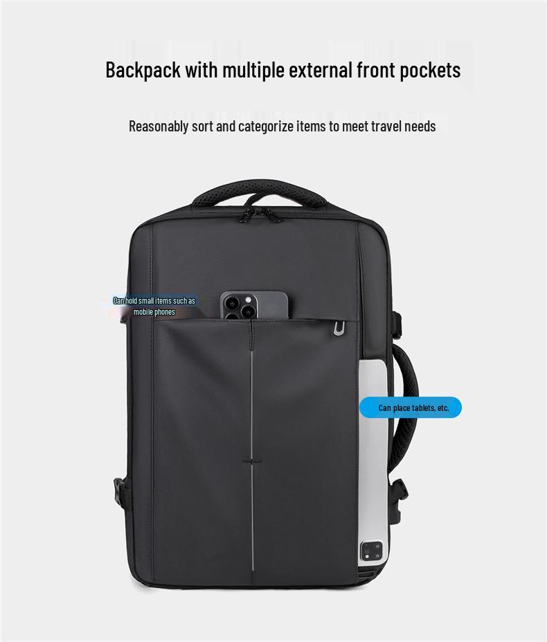 Men's Large Capacity Expandable Leather Backpack: Water-Repellent, Multi-Functional Laptop Bag