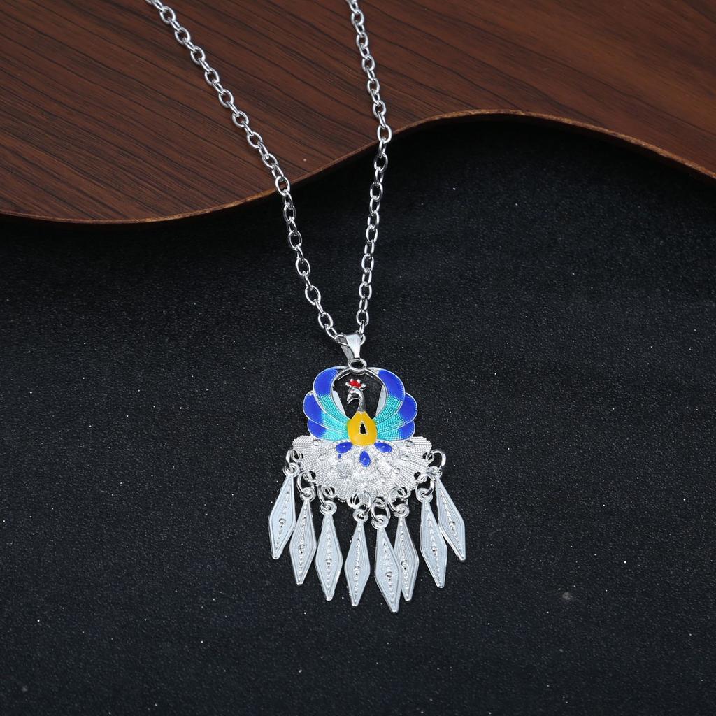 Bohemian Long Fringed Water Drop Earrings Retro Ethnic Style Earrings Women'S Colorful Butterfly Necklace Women'S