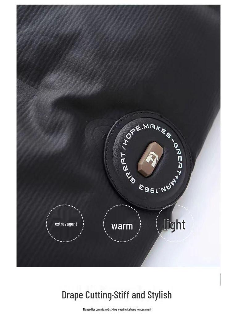 Men's 2025 Colorblock Stand-up Collar Down Jacket - Black, Warm Korean Style Winter Coat.