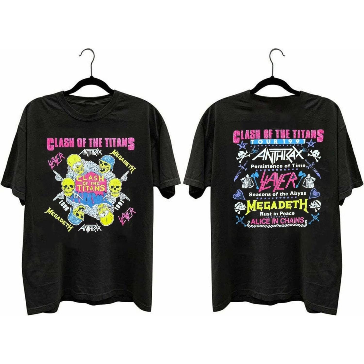 

1991 Vintage Version of _Clash of The Gods_ Tour, Alice s Prisoner Band T-shirt, Unisex T-shirt, Casual Sports Outdoor Outfit S чёрный