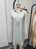 2026 Sleeveless Striped Button-Up Casual Women's Shirt Dress
