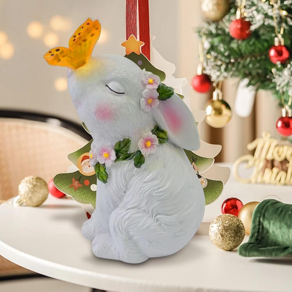 Solar Rabbit Light Solar Bunny Decorative Light Waterproof Seated Bunny Statue Resin Cartoon for Patio Lawn Courtyard