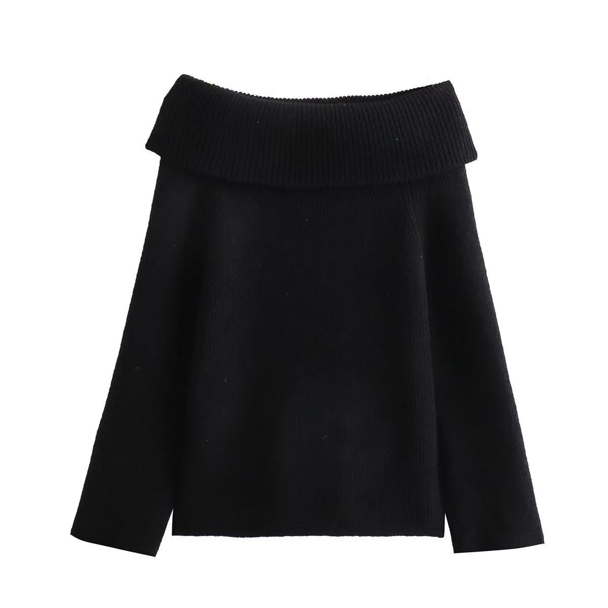 

DAFIFY Женская мода повседневная осень-зима однотонный принт длинный рукав одно плечо свитера L чёрный