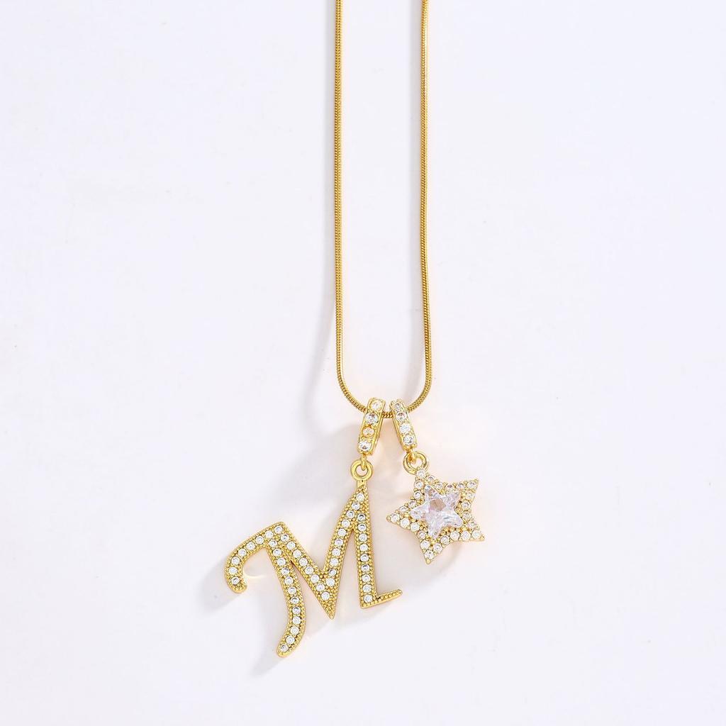 26 Alphabet Pendant Initial Letter Star Necklace Couple Name Jewelry Gifts