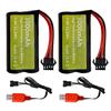 2PCS 7.4V 3000mAh 15C 2S Li-ion Battery with SM-4P Plug and USB Charging Cable for EC08, DE85, Remote Control Cars, Trucks, Boats, Drones, and