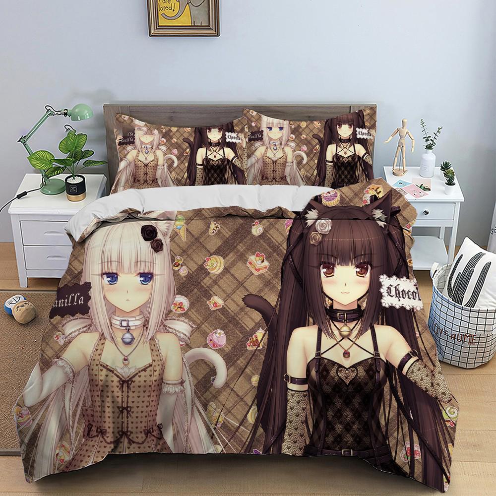 Anime Nekopara Sexy Girl Bedding Set Boys Girls Twin Queen Size Duvet Cover Pillowcase Bed Kids Adult Home Textileextile