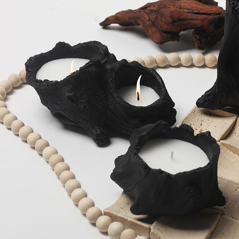 Retro Antique Simple Ceramic Scented Candle Cup Empty Cup Candlestick Ornament Soybean Wax Container Odd Shape Home Decor