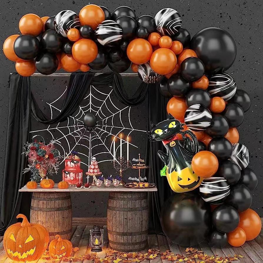 Halloween Balloon Arch Set Halloween Balloon Party Background Decoration Aluminum Film Latex Balloon Set
