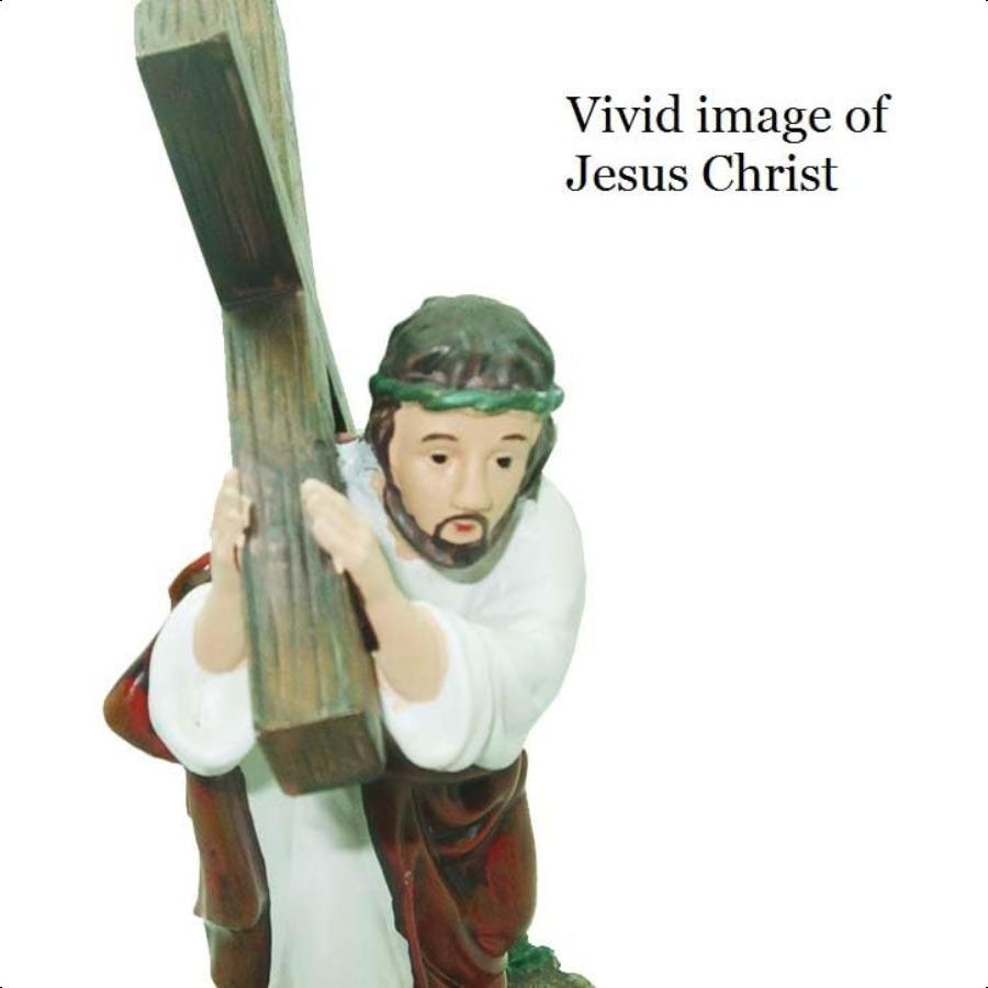 Jesus Carrying The Cross Jesus Resin Figurine Inspirational LWH 7x4x8 Inch Large Size Jesus Carrying Cross Figurine White