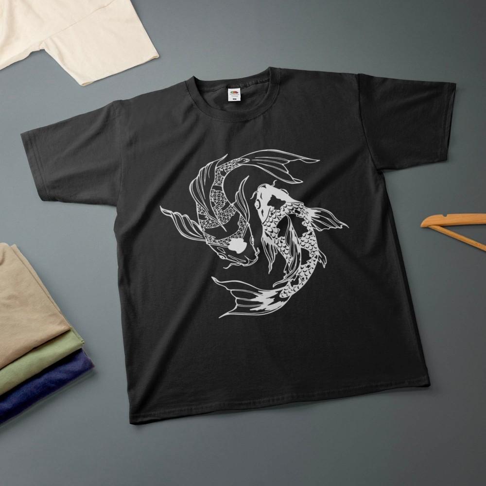 Retro Koi Fish Yin Yang Unisex Short Sleeve Shirt S5XL Unisex T-Shirt XXL
