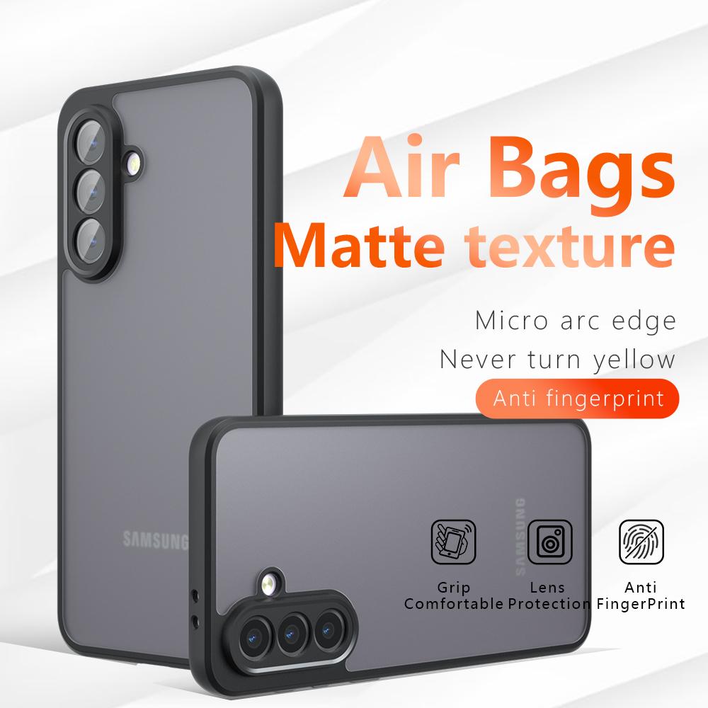 For Samsung Galaxy A26 5G Case Skin-Touch TPU+PC Matte Phone Shell,Transparent Black