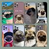 Funda para Teléfono de Perro Carlino Bulldog Francés Para iPhone 15,14,13,12,11,Plus,Pro Max,XS,X,XR,SE,Mini,8,7 Cubierta Negra de Silicona Blanda