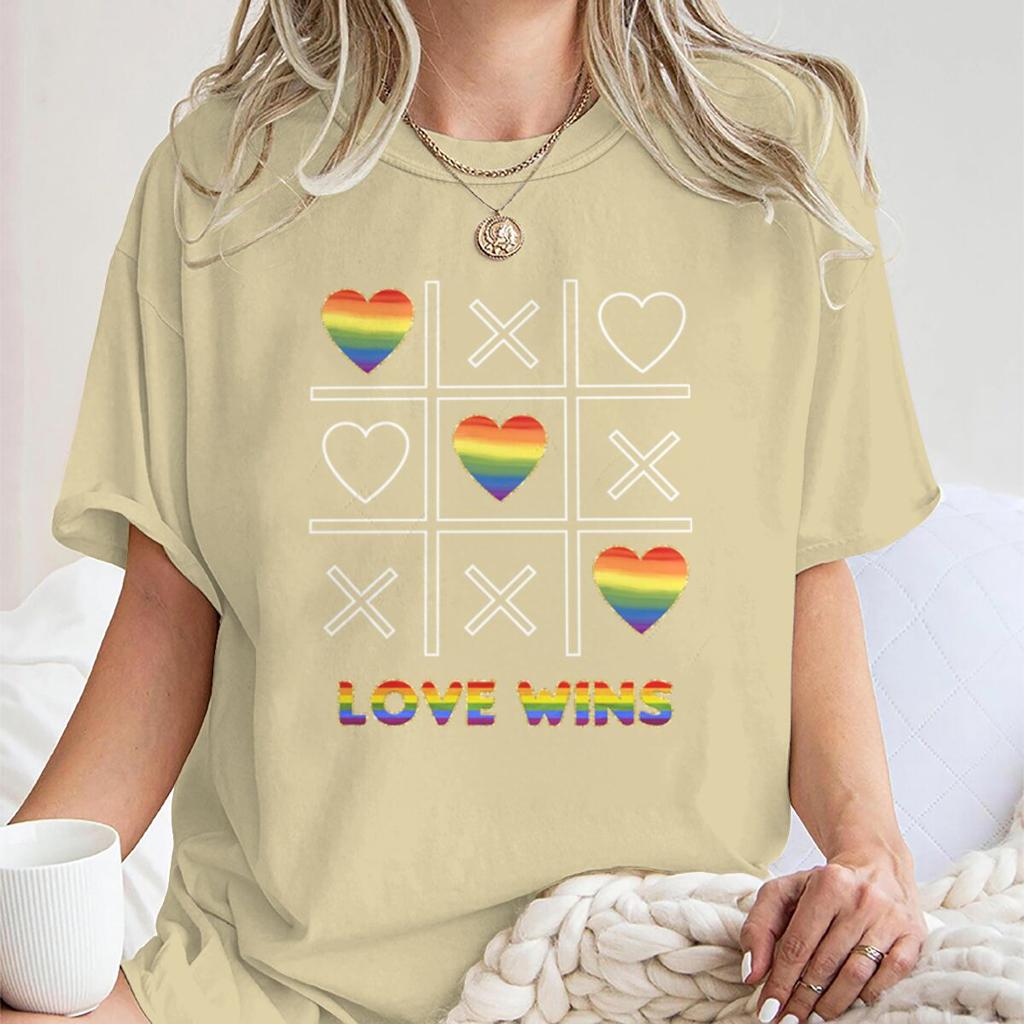 Fashion LGBT Love Wins TShirt Women Men Fun Chessboard Print Short Sleeve Tees Casual Lesbian Bisexual Crewneck T Shirts