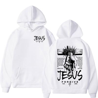 Jesus Christian Forgive Them Father Hoodies Men Women Clothing Fashion Harajuku Sweatshirts Fleece Casual Long Sleeves Pullovers