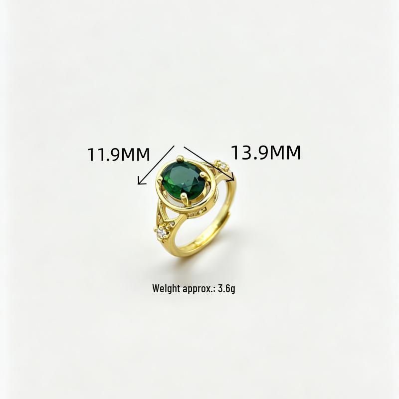 Ancient Vietnamese Gold-Plated Tourmaline Zirconia Ring for Women