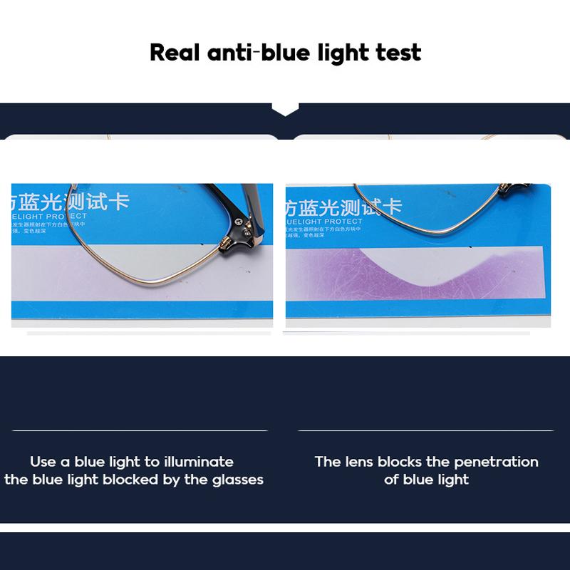 Tr90 Óculos Anti-Luz Azul Unissex Quadrado Simples Óculos Homens Mulheres Armação de Metal Óculos Escritório Suave Preto Sobrancelha Armação