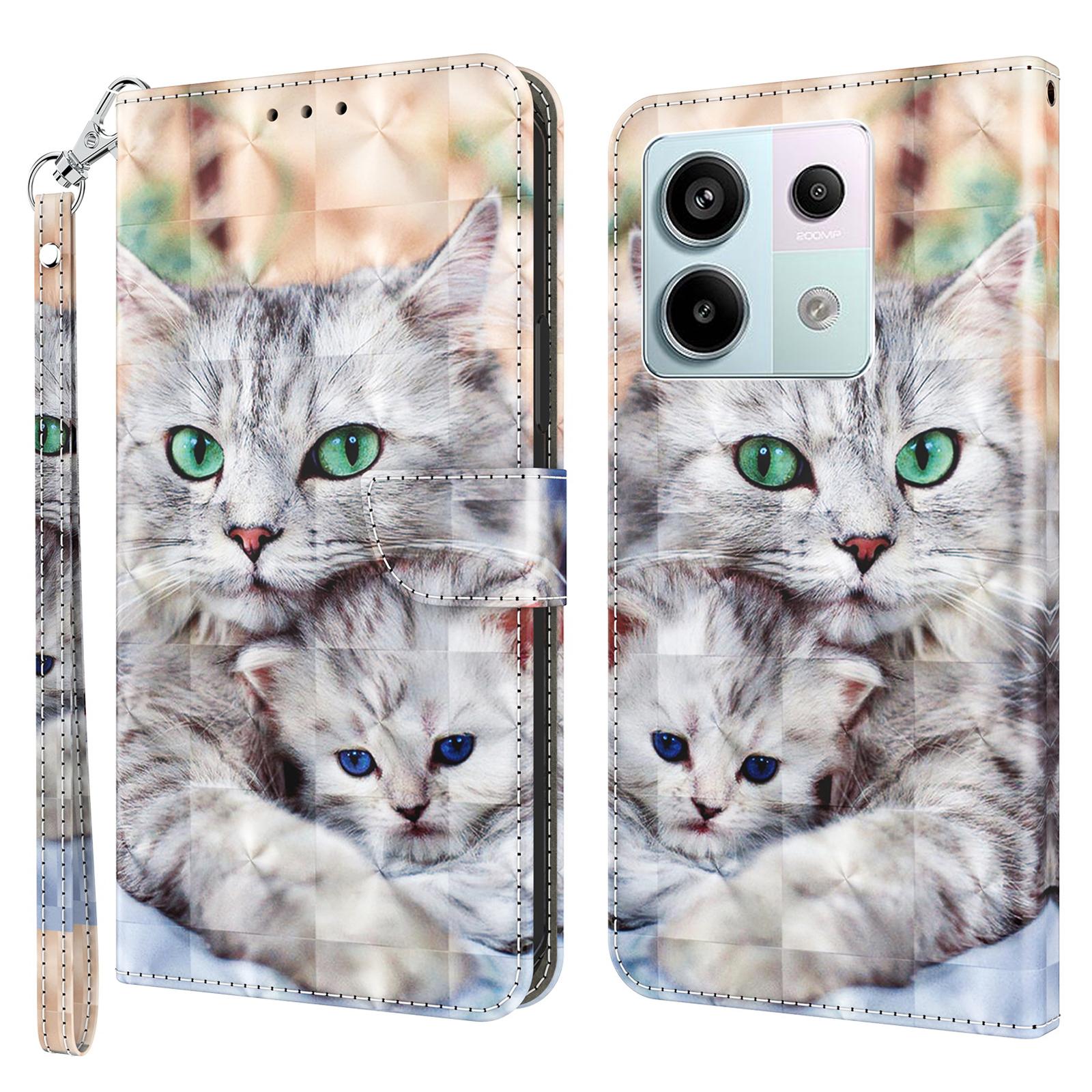 

Для мобильных телефонов Xiaomi Redmi Note 13 Pro 5G/Poco X6 5G Чехлы из кожи с печатным рисунком Two Cats