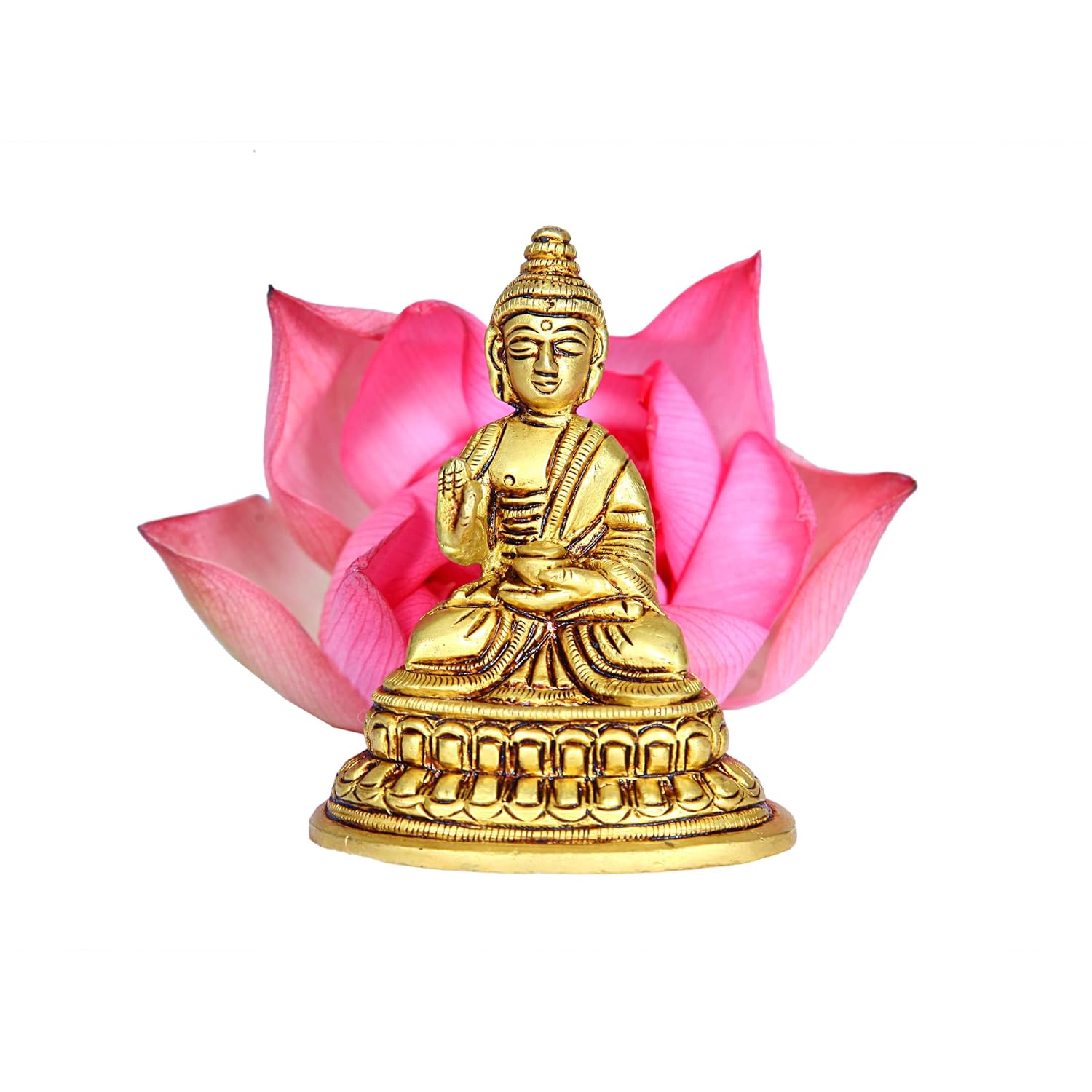 God Buddha Brass Statue, Handcrafted, Antique Finish, Buddha Idol, Size - Small
