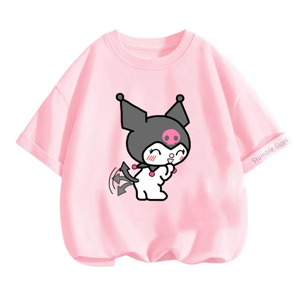 Summer Breathable Cute Kuromi Children's T-shirt for Boys and Girls Sanrio Cartoon