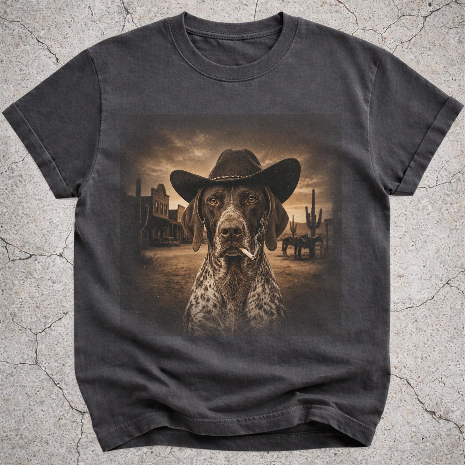 German Shorthaired Pointer Cowboy Shirt, Western GSP Meme Tee, Funny Cowboy Dog Gift, Dog Lover Shirt, GSP Dog Tee 2XL