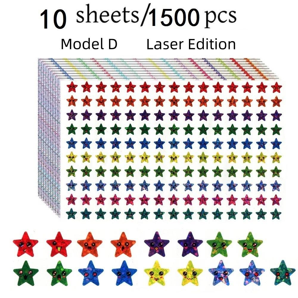 1500 Star Stickers Reward Chart Set – 10 Sheets, Holographic & Classic Designs For Kids, Students, Teachers – Positive Reinforcement Stickers