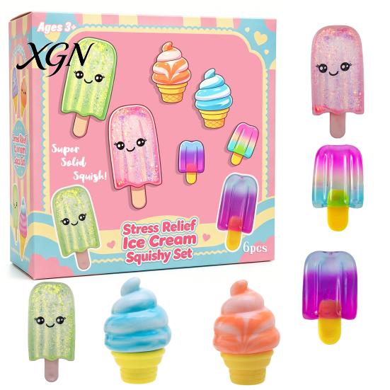Stress Relief Squeeze Toy 6Pcs Ice Cream Ultra Soft Slow Rise Sensory Fidget Toys for Anxiety Party Favors