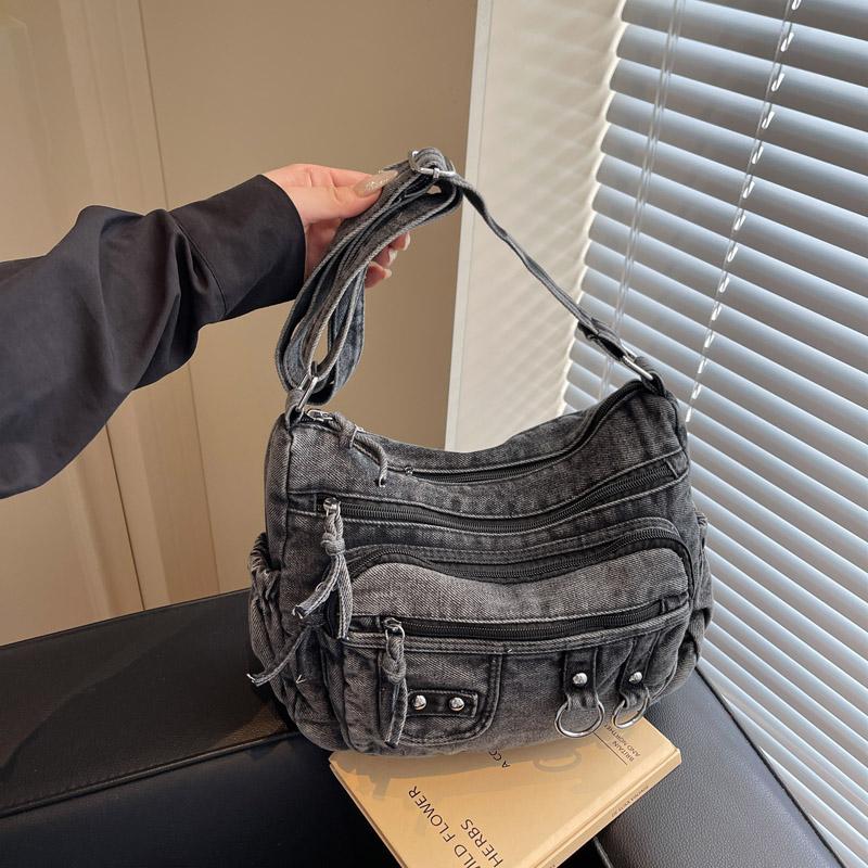 Vintage Multi-Pocket Denim Women's Bag Hand Shoulder Crossbody Bag
