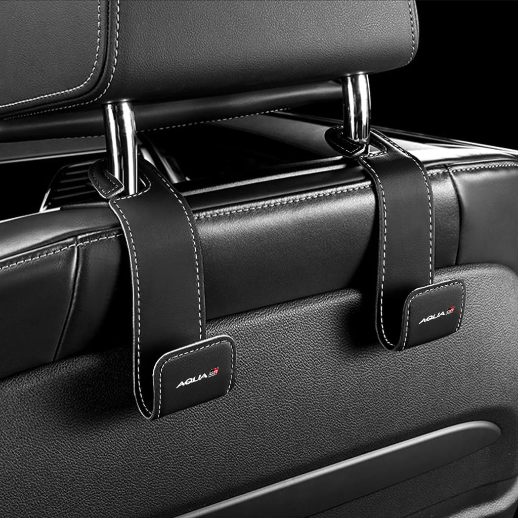 Aqua GR Sport Compatible Headrest Hooks with AQUA GR SPORT PU Leather Car Luggage Compatible with the New Aqua GR Sport Car Seat Hidden Seat Interior