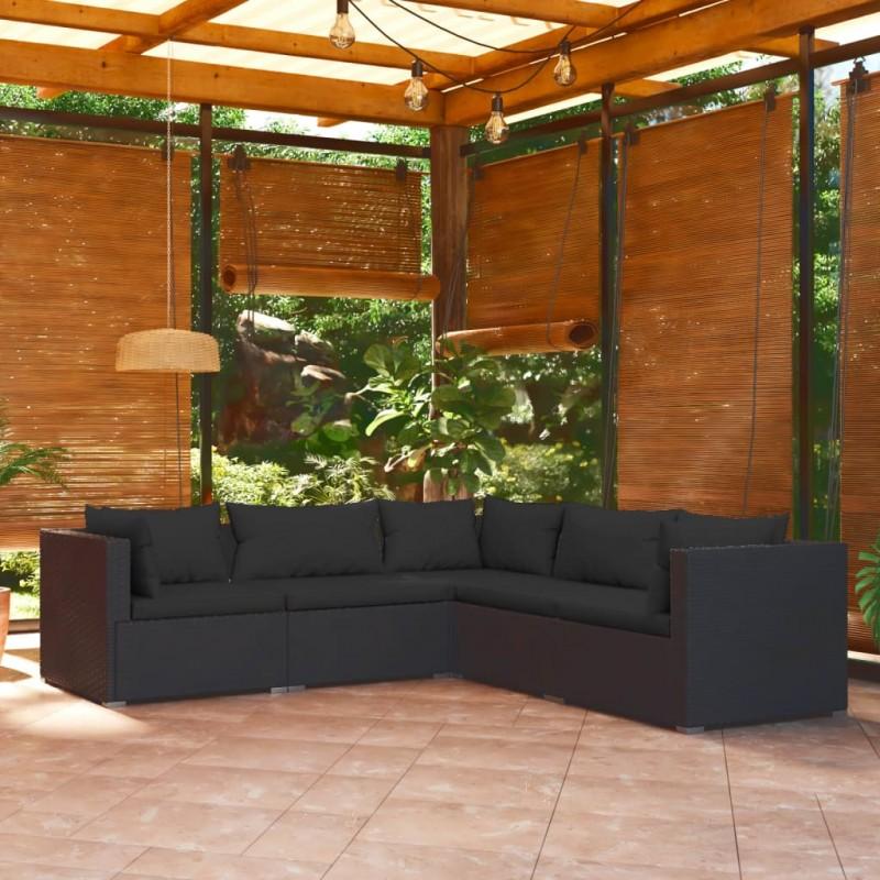 Day and Night - Day and Night 5-piece Garden Furniture Set and Black Synthetic Rattan Cushions