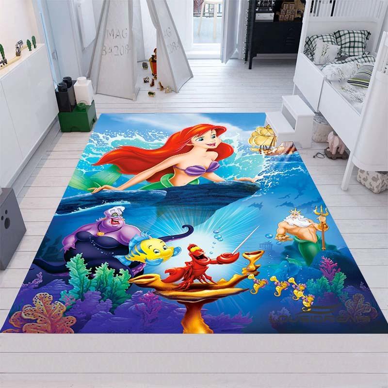 Cute Cartoon The Little Mermaid Ariel Princess Rug, Bedroom Playmat, Living Room Rug, Home Decor, Holiday Gift
