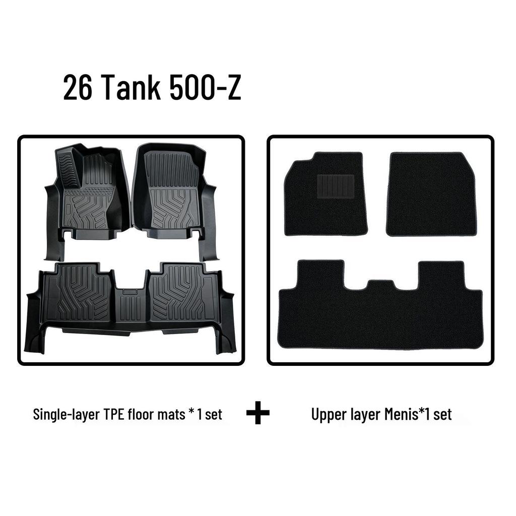Tank 500-Z Car TPE Floor Mats and Door Sill Protection - Odorless, Eco-friendly Interior Modification Carpet
